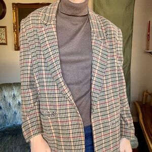 Southern Lady Vintage Wool Blend Houndstooth Blazer Medium Classic Fall Layer